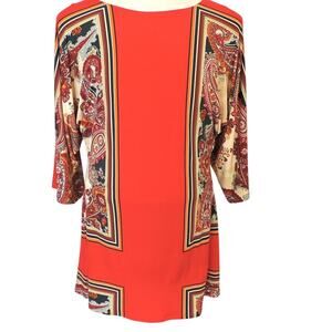 Evovorro Red Paisley Color Block Shift Dress, Size M